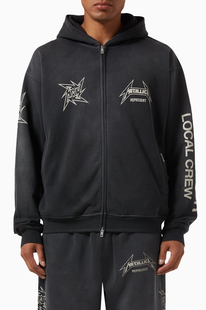

x Metallica Local Crew Zip Hoodie in Cotton, Black