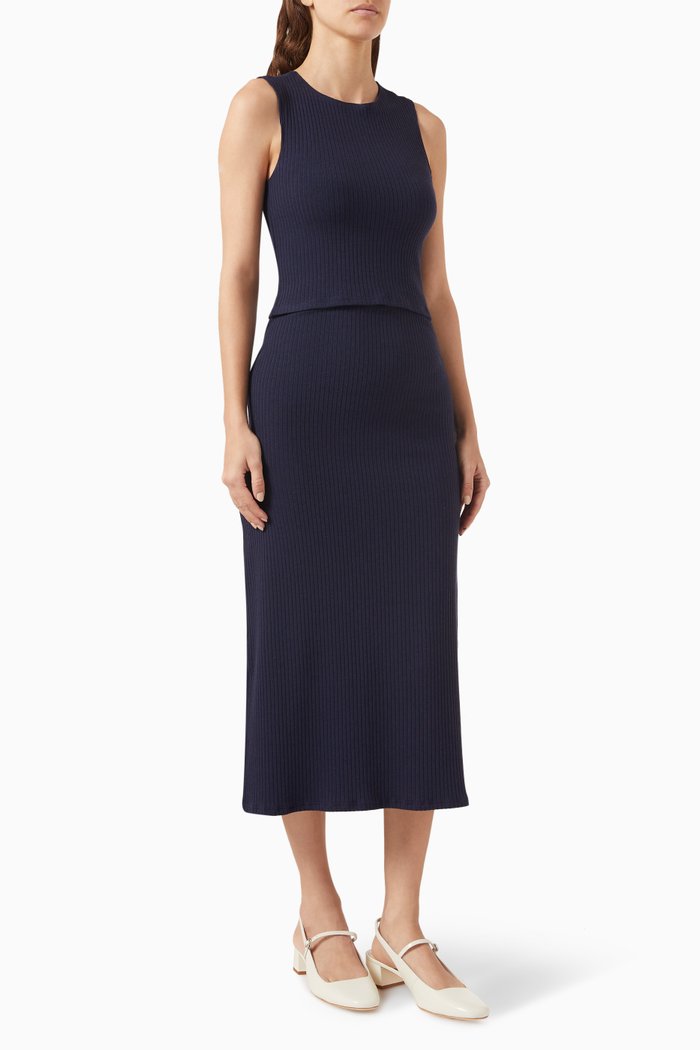

Hays Knit Top & Skirt Set in Organic Cotton Blend, Blue