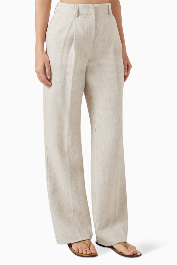 

Alex Wide-leg Pants in Linen, Neutral