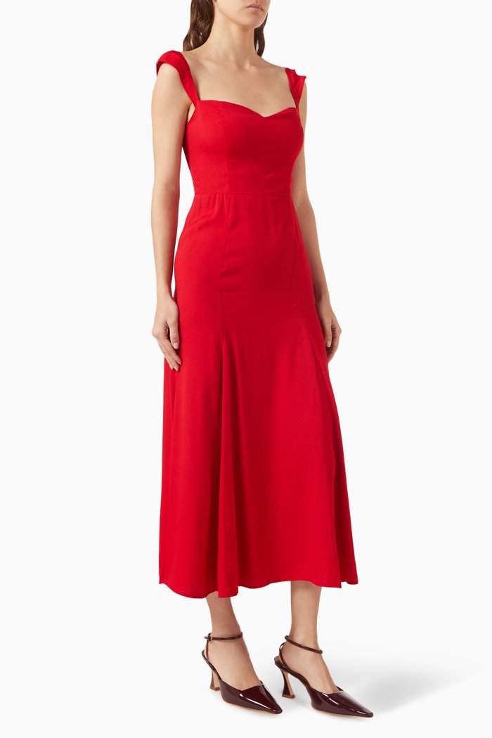 

Bryson Midi Dress in Crepe, Red