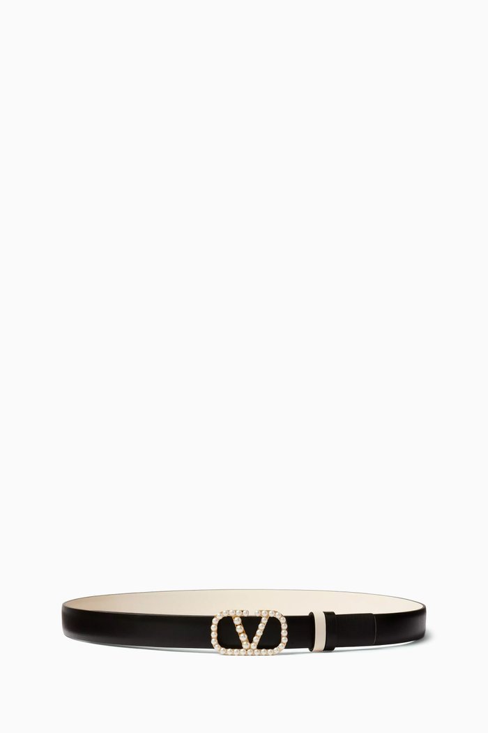 

Valentino Garavani VLOGO Signature Reversible Belt in Calfskin Leather, Black
