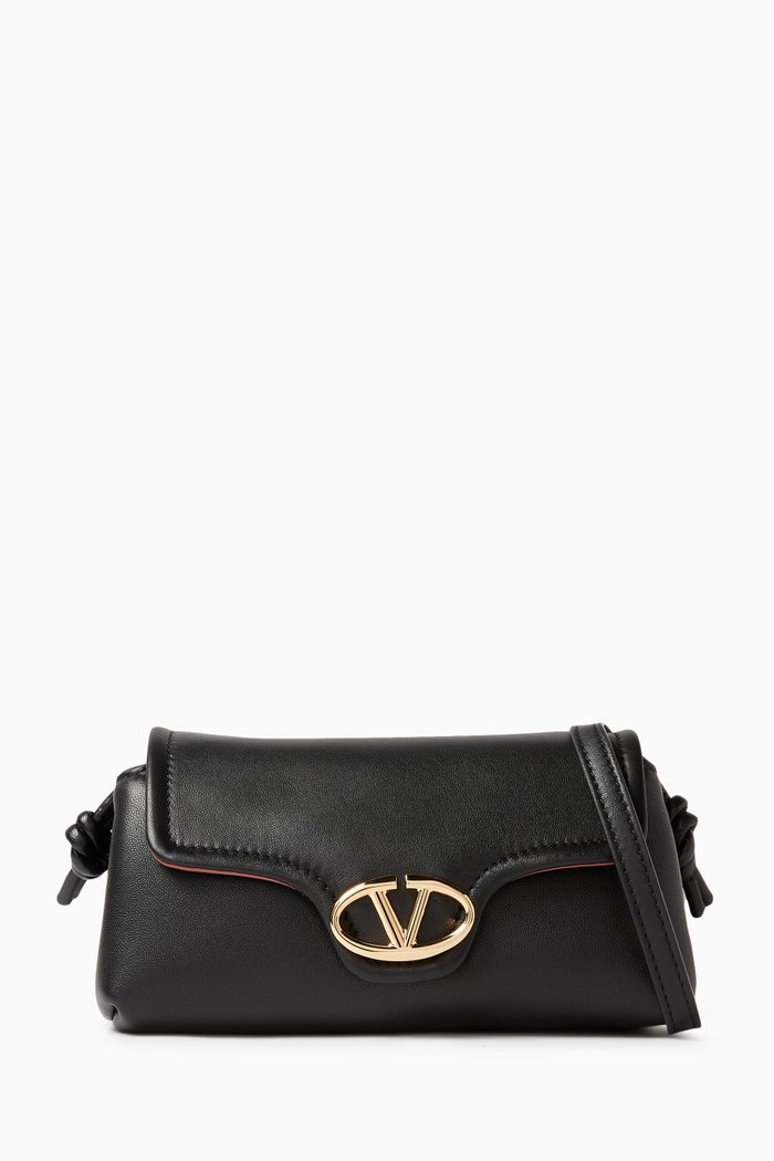 

Valentino Garavani Mini VLOGO Shoulder Bag in Leather, Black
