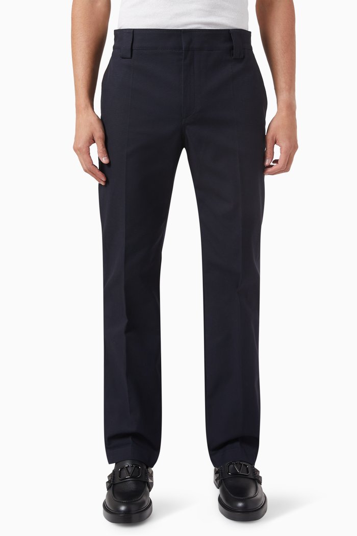 

Valentino Garavani Rockstud Untitled Pants in Stretch Cotton, Blue