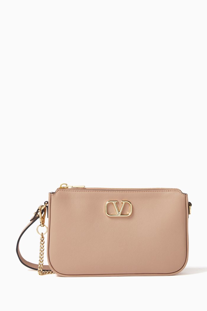 Valentino Garavani Mini VLOGO Crossbody Bag in Leather, Pink