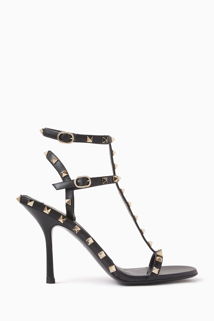 

Valentino Garavani Rockstud 100 Sandals in Calf Leather, Black