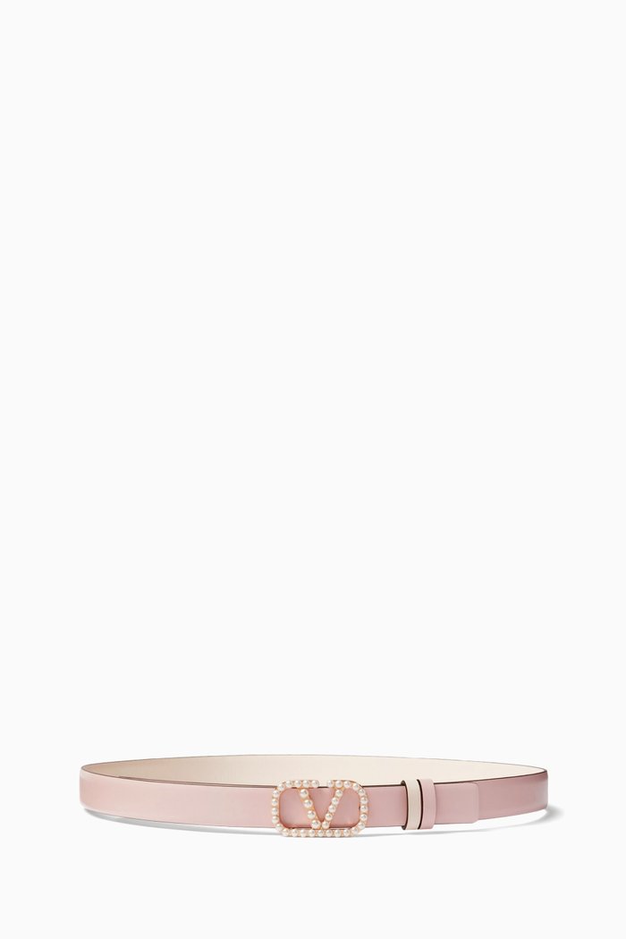 

Valentino Garavani VLOGO Signature Reversible Belt in Calfskin Leather, Pink