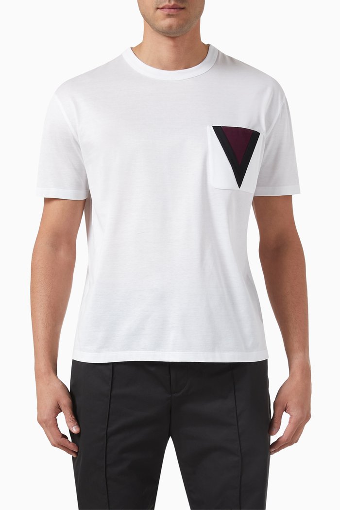 

V-Detail Logo T-Shirt in Cotton, White