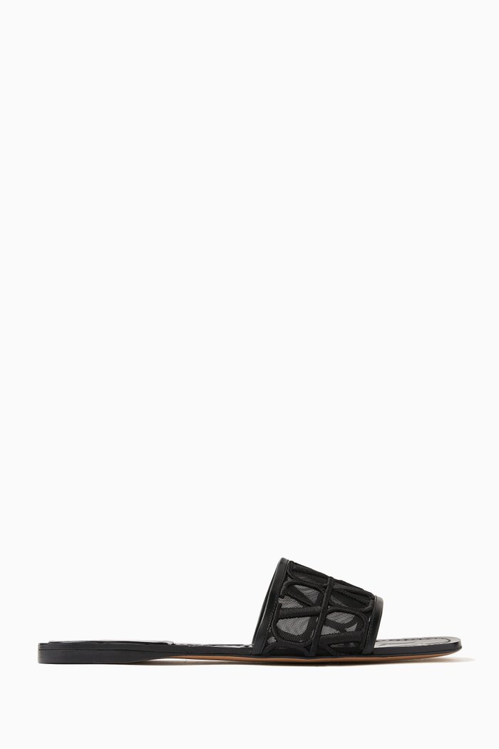 

Valentino Garavani Toile Iconographe Slide Sandals, Black