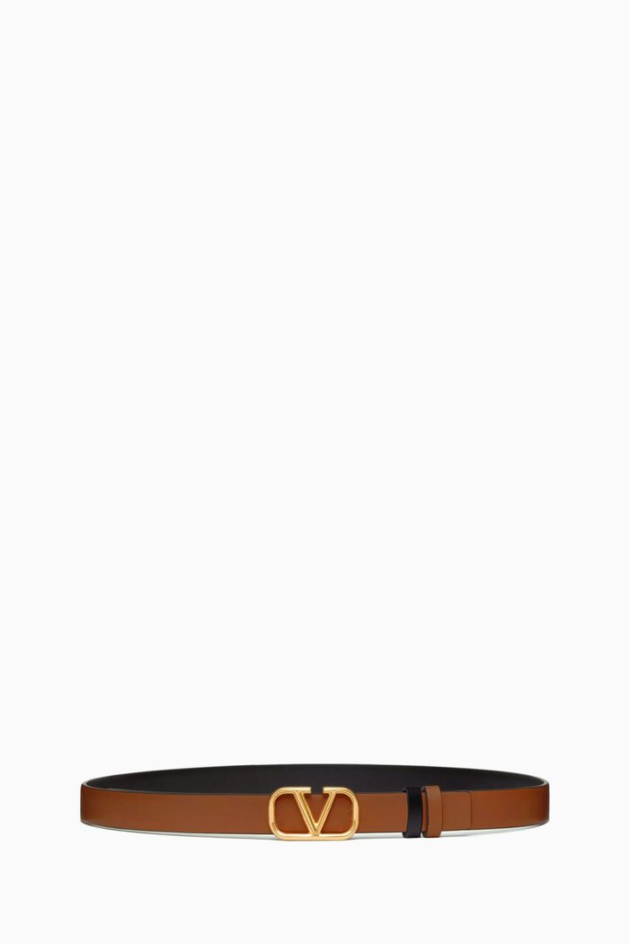 

Valentino Garavani VLOGO Reversible Belt in Leather, Brown