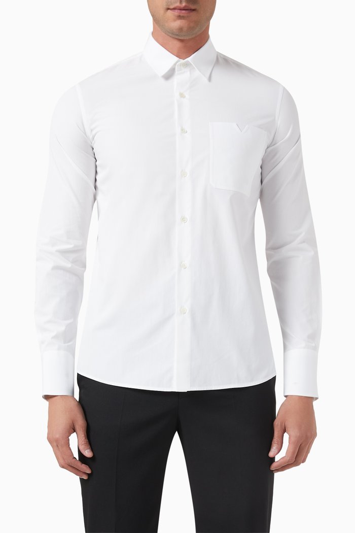 Valentino Garavani V-Pocket Shirt in Cotton, White