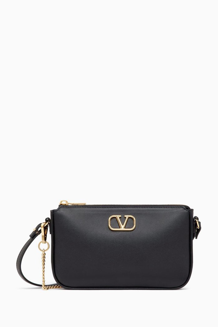 

Valentino Garavani Mini VLOGO Crossbody Bag in Leather, Black