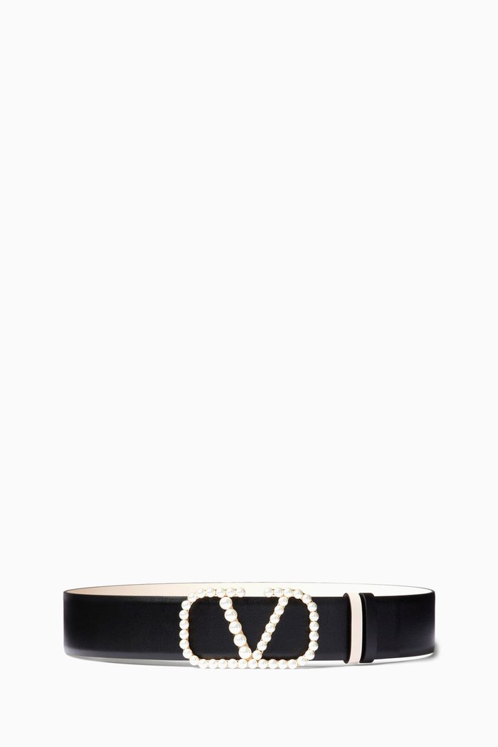 

Valentino Garavani VLOGO Reversible Belt in Leather, 40mm, Black