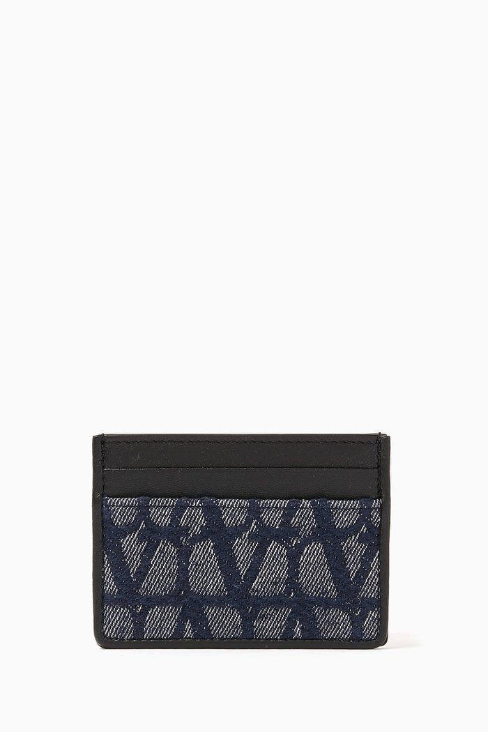

Valentino Garavani Card Holder in Toile Iconographe Jacquard, Blue