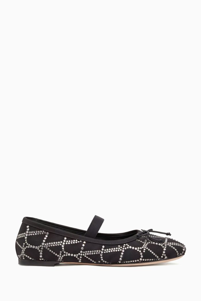 Valentino Garavani Toile Iconographe Embellished Ballerinas, Black