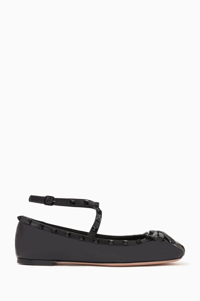 

Valentino Garavani Rockstud Ballerinas in Patent Leather, Black
