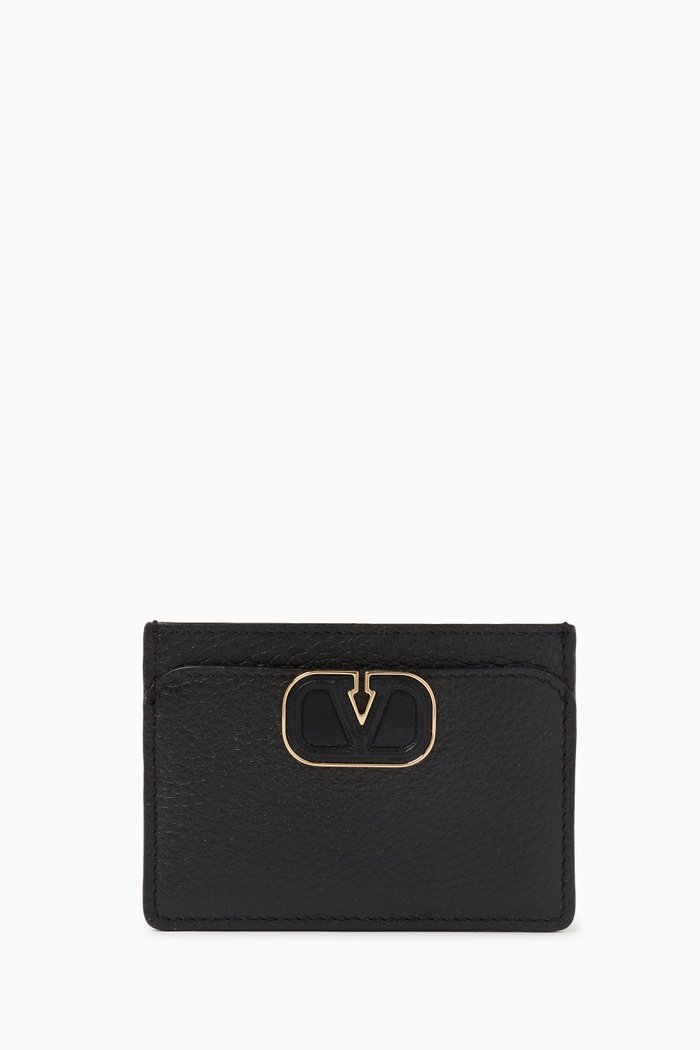 

Valentino Garavani VLOGO Card Case in Leather, Black