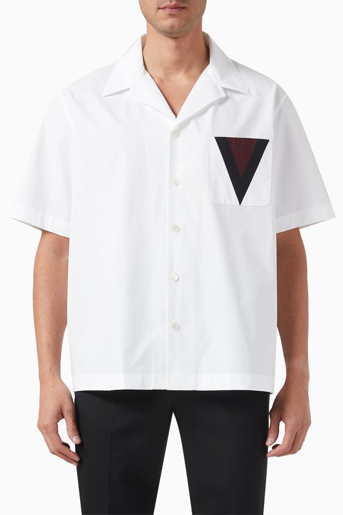 

Valentino Garavani V-detail Shirt in Cotton Popeline, White