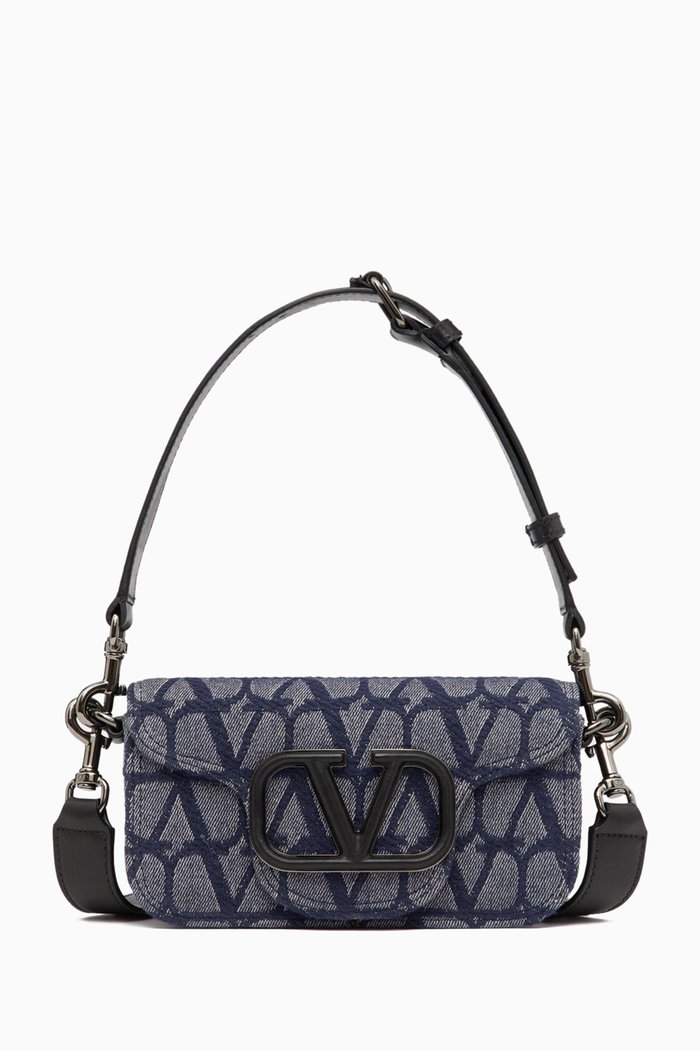 

Valentino Garavani Locò Mini Shoulder Bag in Denim-effect Toile Iconographe Jacquard Fabric, Blue