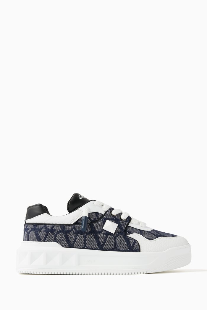 

Valentino Garavani Toile Iconographe Motif Sneakers in Canvas and Leather, Blue