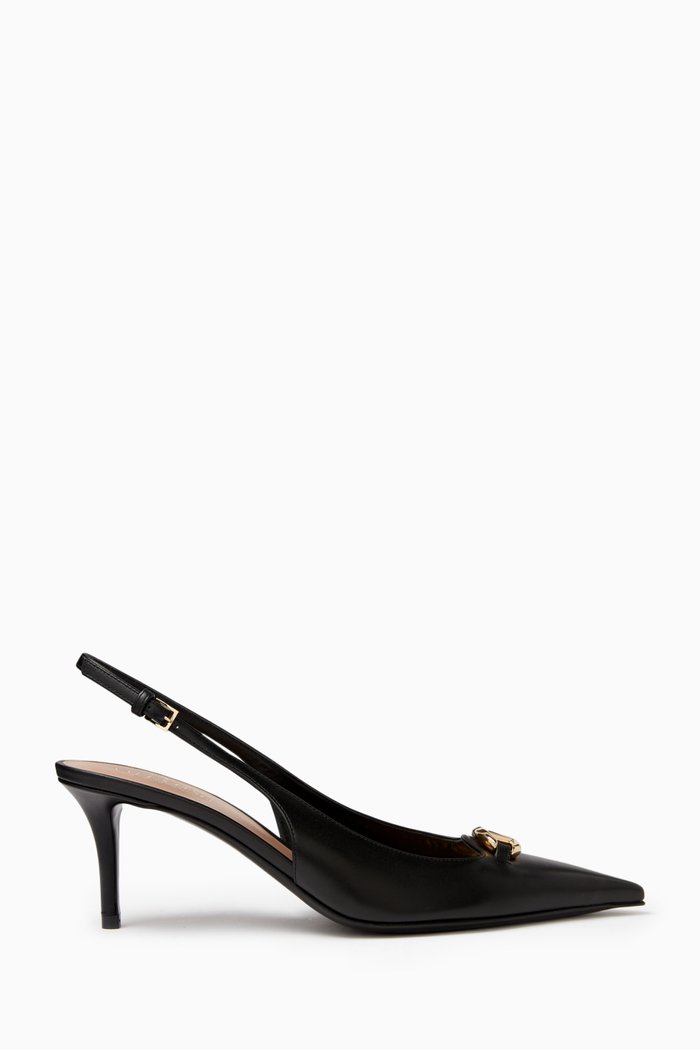 

Valentino Garavani VLOGO 60 Slingback Pumps in Leather, Black