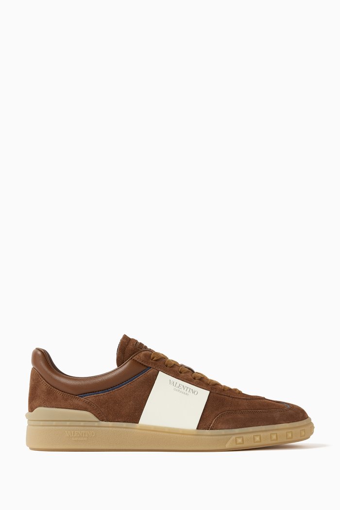 Valentino Garavani Low-top Upvillage Sneakers in Calf Leather, Brown
