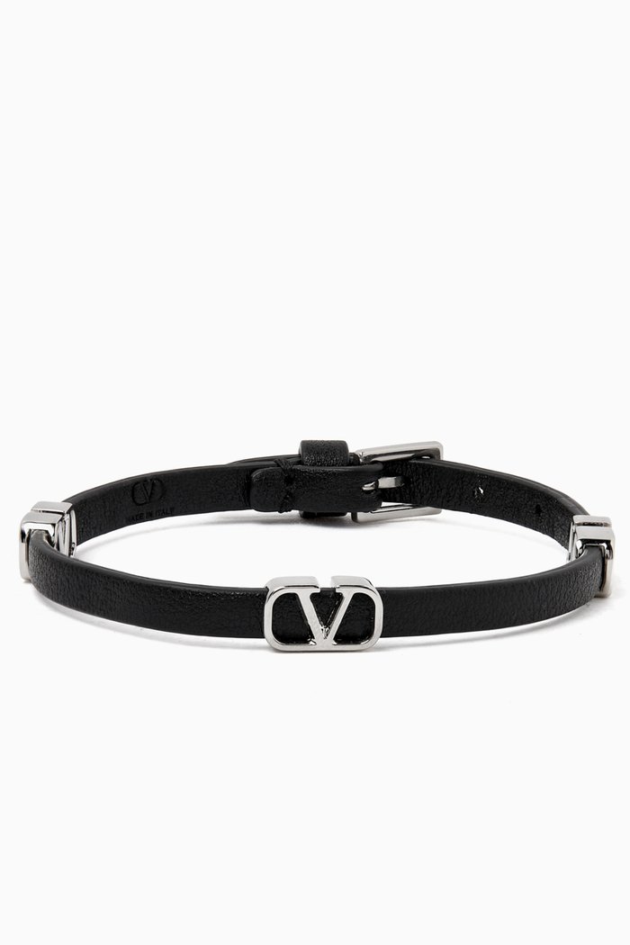 

Valentino Garavani VLOGO Bracelet in Leather, Black