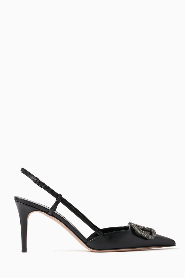 

Valentino Garavani VLOGO Slingback 80 Pumps in Leather, Black
