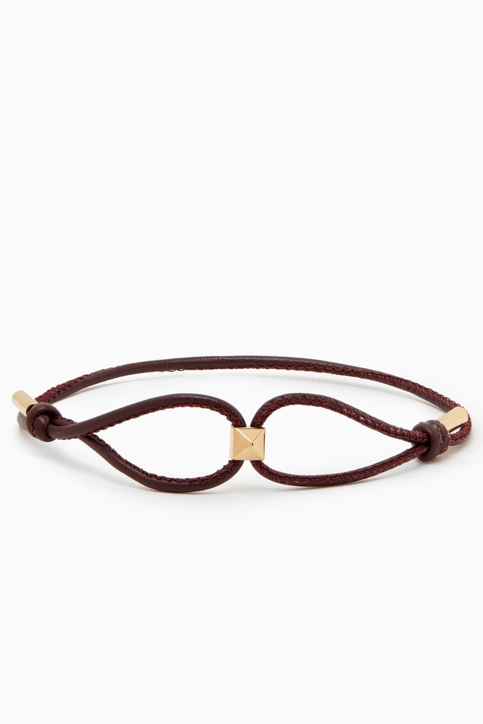 Valentino Garavani Rockstud Bracelet in Leather, Red