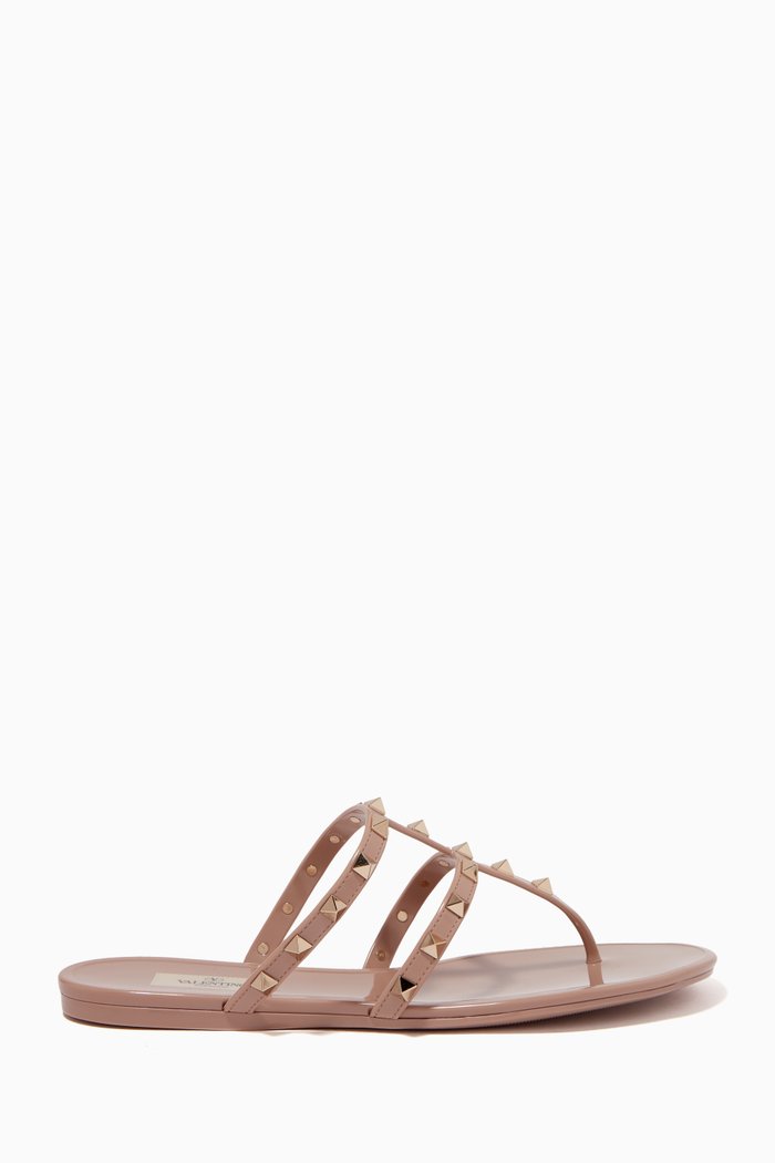 

Rockstud Flat Sandals in Rubber, Neutral