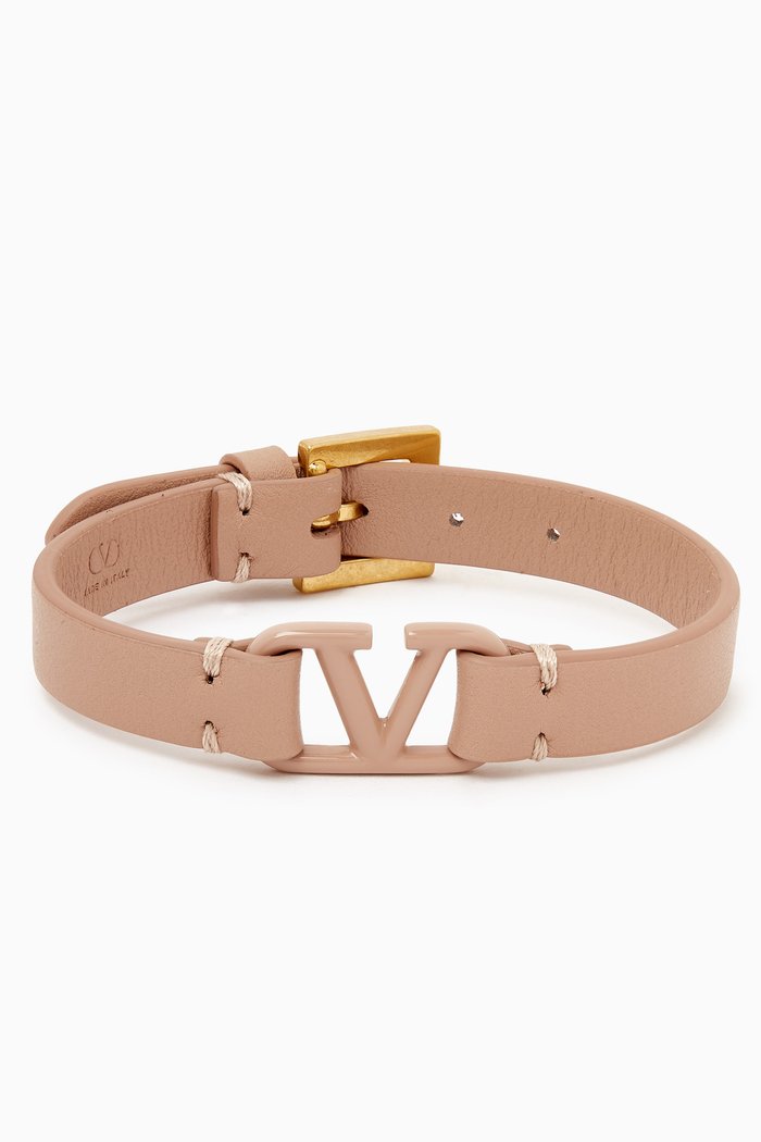

Valentino Garavani VLOGO Signature Bracelet in Supple Leather, Pink
