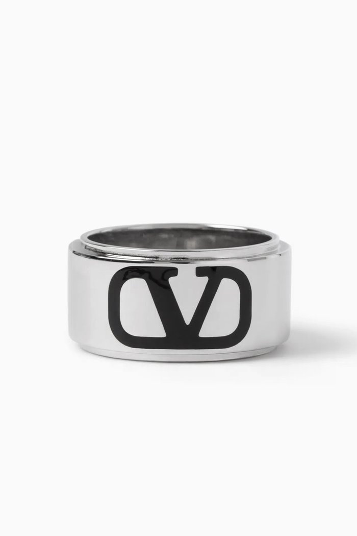 

Valentino Garavani VLogo Signature Ring in Silver-plated Brass