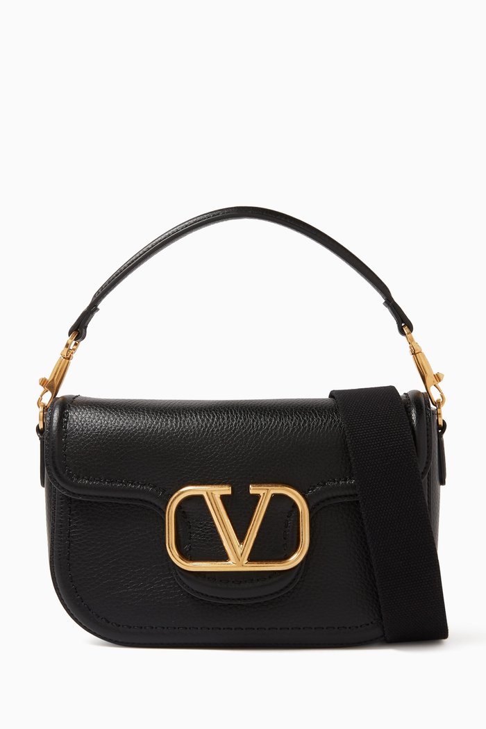 

Valentino Garavani VLogo Shoulder Bag in Leather, Black