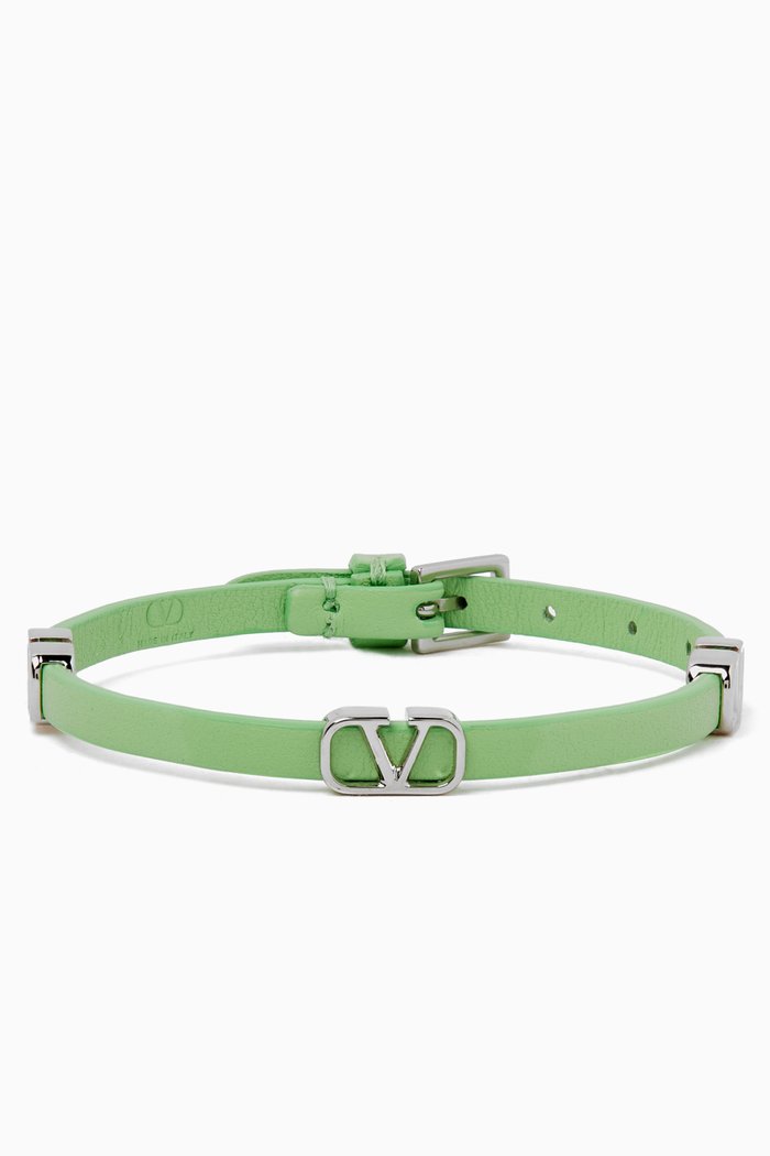

Valentino Garavani VLOGO Bracelet in Leather, Green