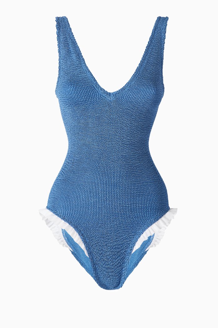 

Lisa One-piece Swimsuit in Crinkle Stretch Nylon, Blue