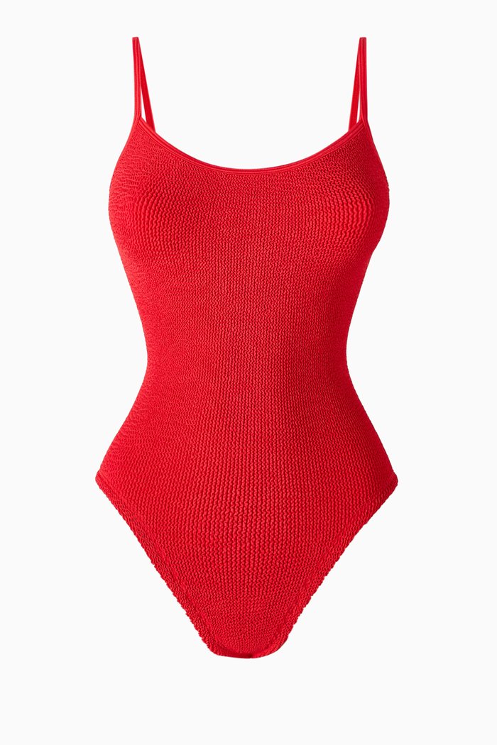

Petra One-piece Swimsuit in Crinkle Stretch Nylon, Red