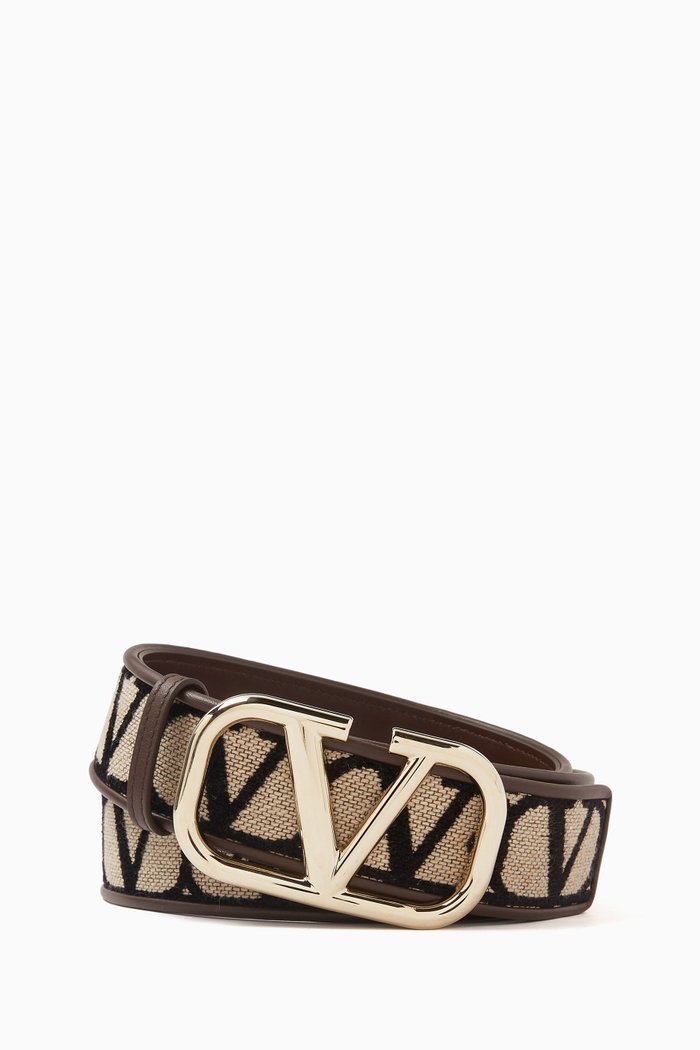 

Logo Belt in Toile Iconographe Jacquard, Brown