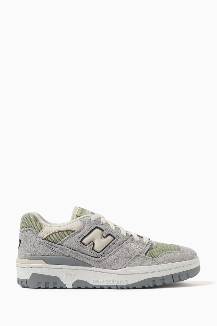 550 Sneakers in Suede & Mesh, Grey
