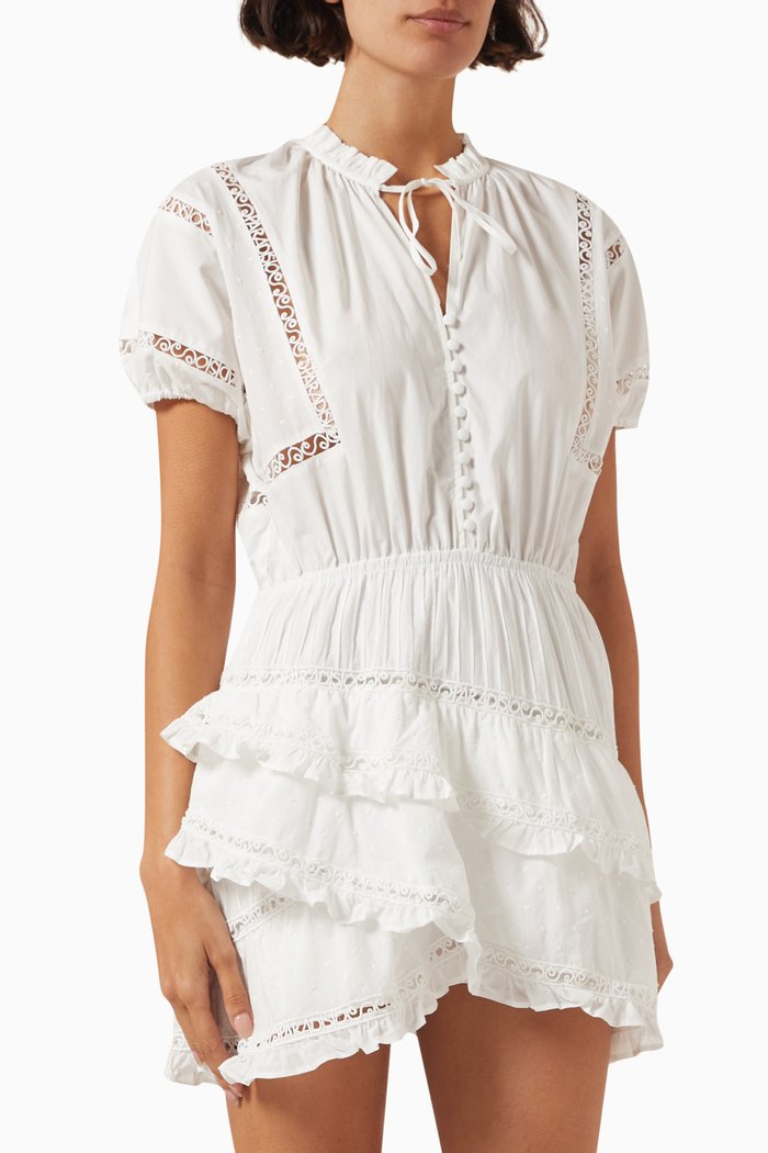 

Rovence Mini Dress in Cotton, White