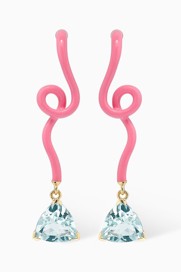 

Trillion Enamel Earrings in 9kt Gold, Pink