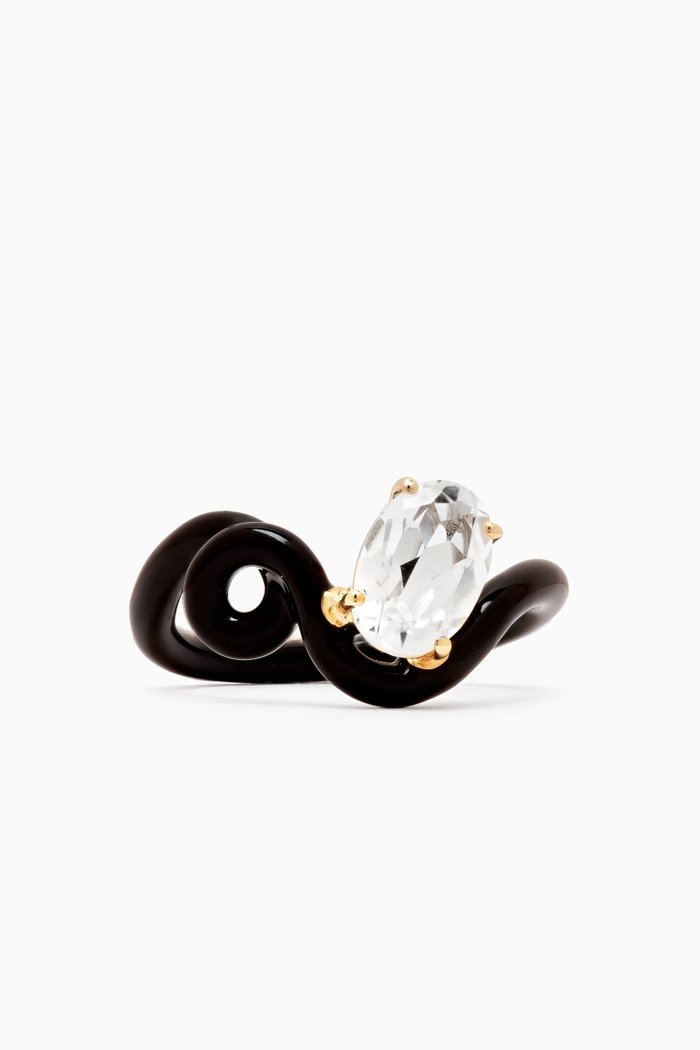 

Oval Enamel Ring in 9kt Gold, Black