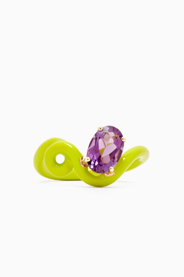 

Oval Enamel Ring in 9kt Gold, Green