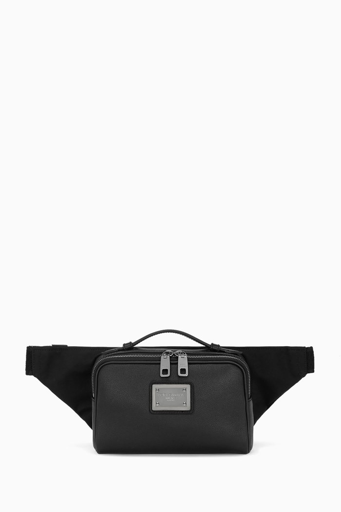 

DG Logo Belt Bag in Calfskin & Nylon, Black