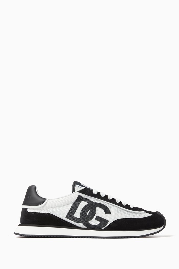 

DG Logo Sneakers in Suede & Mesh, White