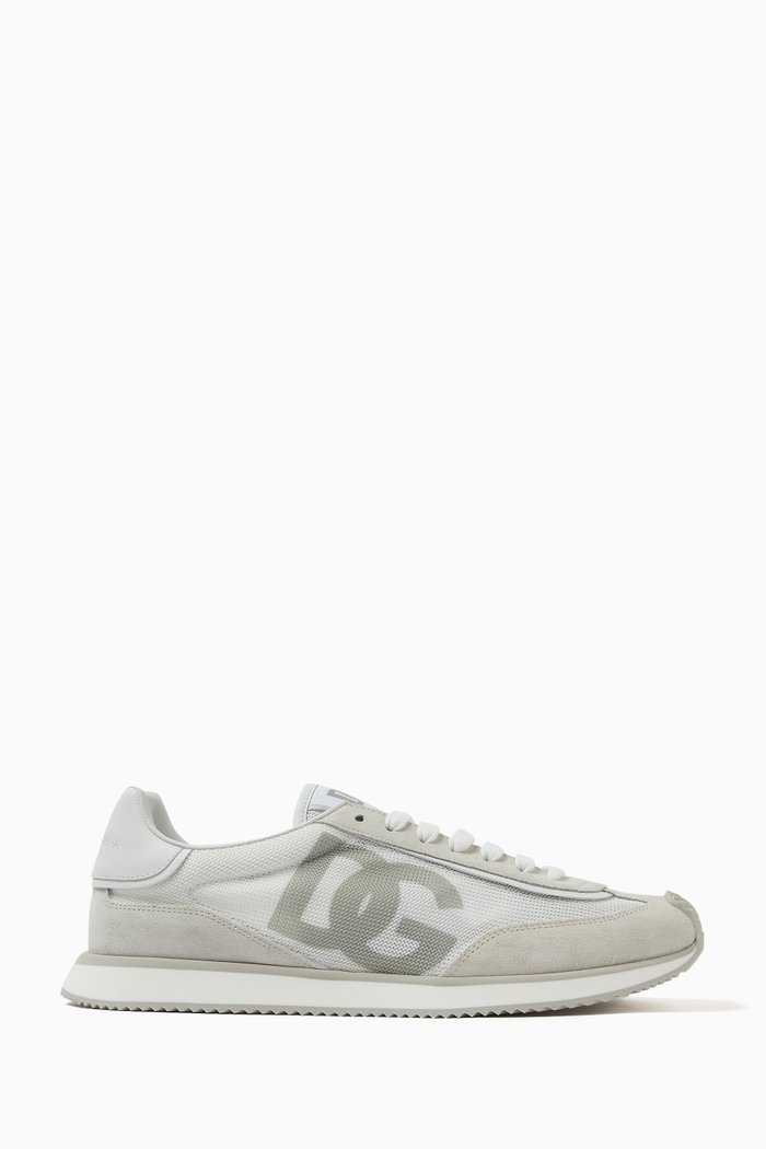 

DG Logo Sneakers in Suede & Mesh, White