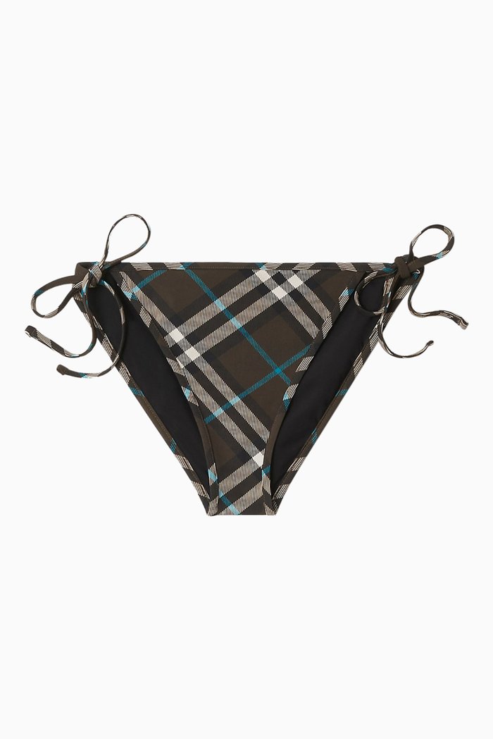 

Checked Bikini Briefs in Stretch Nylon, Grey