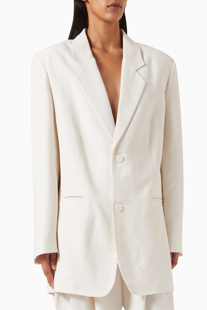 

Aiden Blazer in Viscose-linen Blend, White