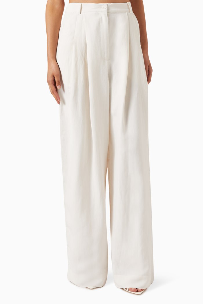 

Piper Pleated Pants in Viscose Blend, White