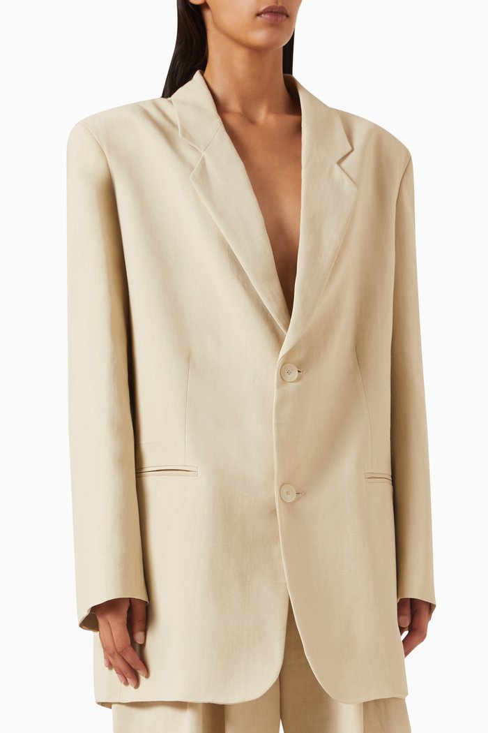 

Aiden Blazer in Viscose-linen Blend, Neutral