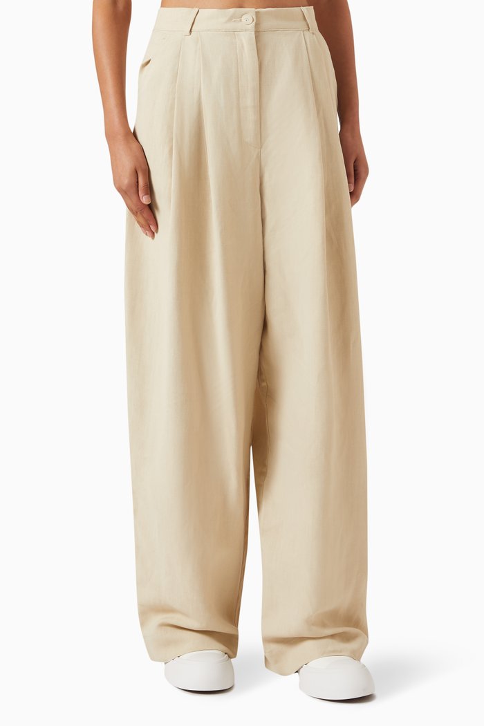 Piper Pleated Pants in Viscose Blend, Neutral