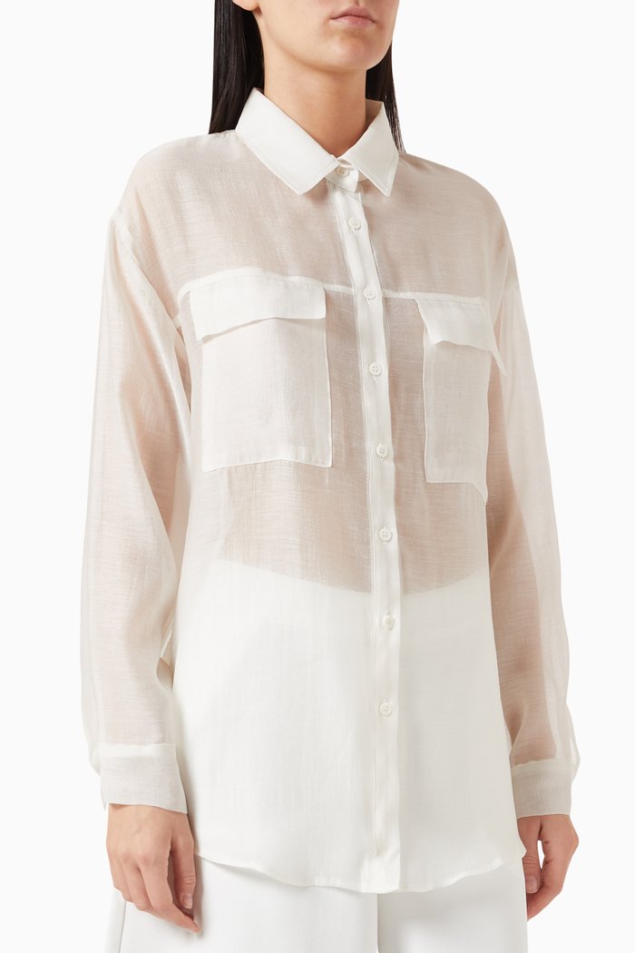 

Madeline Sheer Button-down Shirt, Neutral